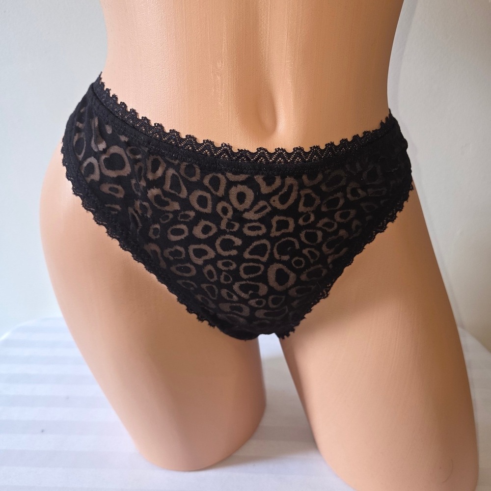 Cosabella Italian Accra Animal Leopard Print Mesh Low Rise Thong Panty XL